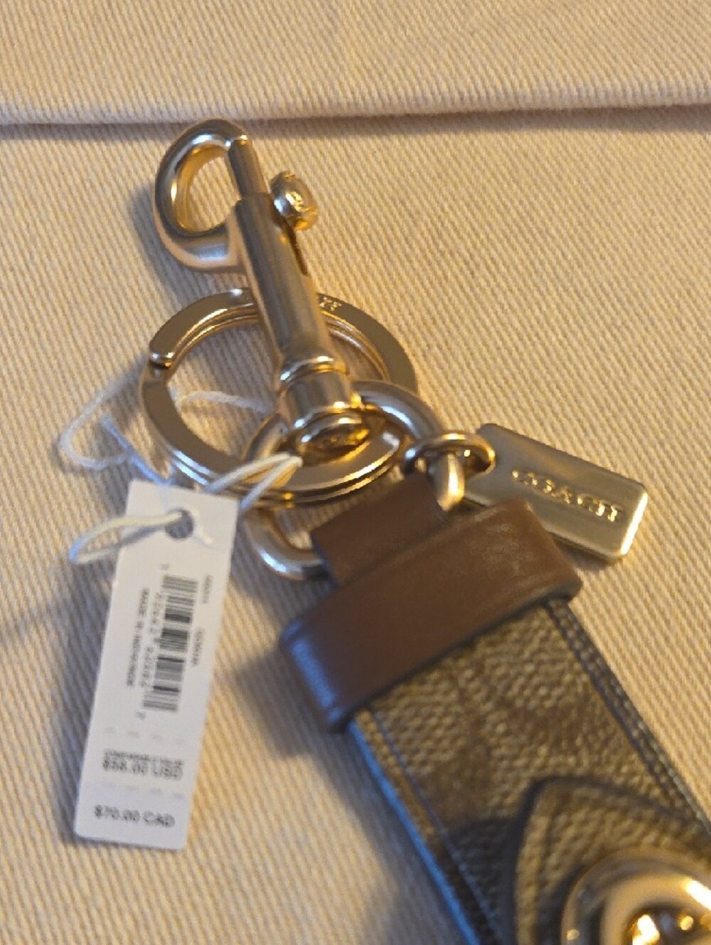 Coach Brown Signature Canvas and Leather Keychain - Picture 3 of 4
